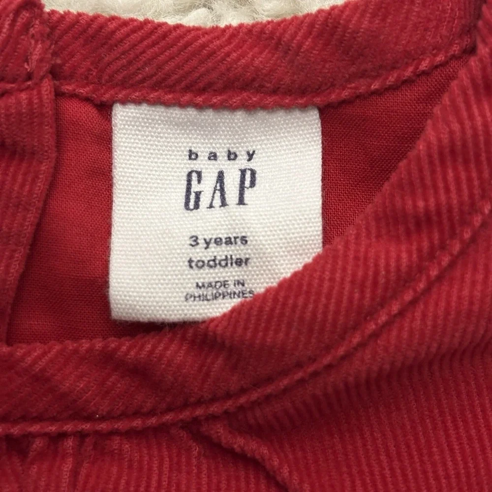 Baby‎ Gap Red Corduroy Dress 3T Fit Flare 100% Cotton Lined Puff Sleeve